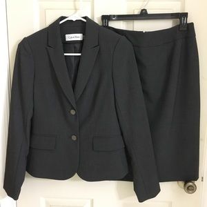 Calvin Klein Petite Gray Pencil Skirt Suit